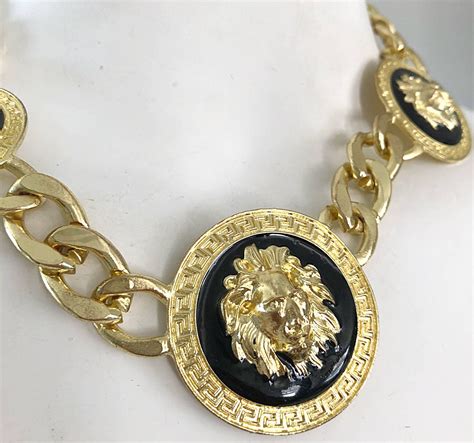 versace style jewelry|authentic Versace lion necklace.